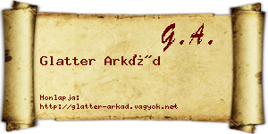 Glatter Arkád névjegykártya
