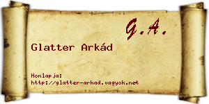 Glatter Arkád névjegykártya